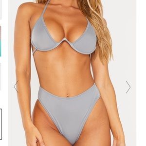 CHARCOAL HIGH WAISTED CHEEKY BUM BIKINIÂ